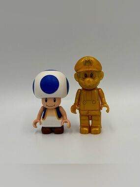 RARE Y2K K'NEX Mario Kart Golden Mario Wii Blue Toad Figure Toy Mini Figures